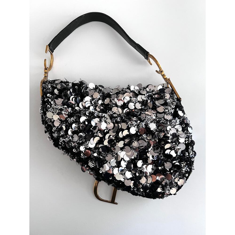 Dior silver sequin saddle bag - Picture 3 of 9